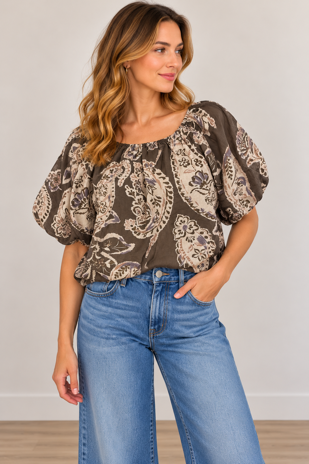 Paisley Ouff Sleeve Blouse