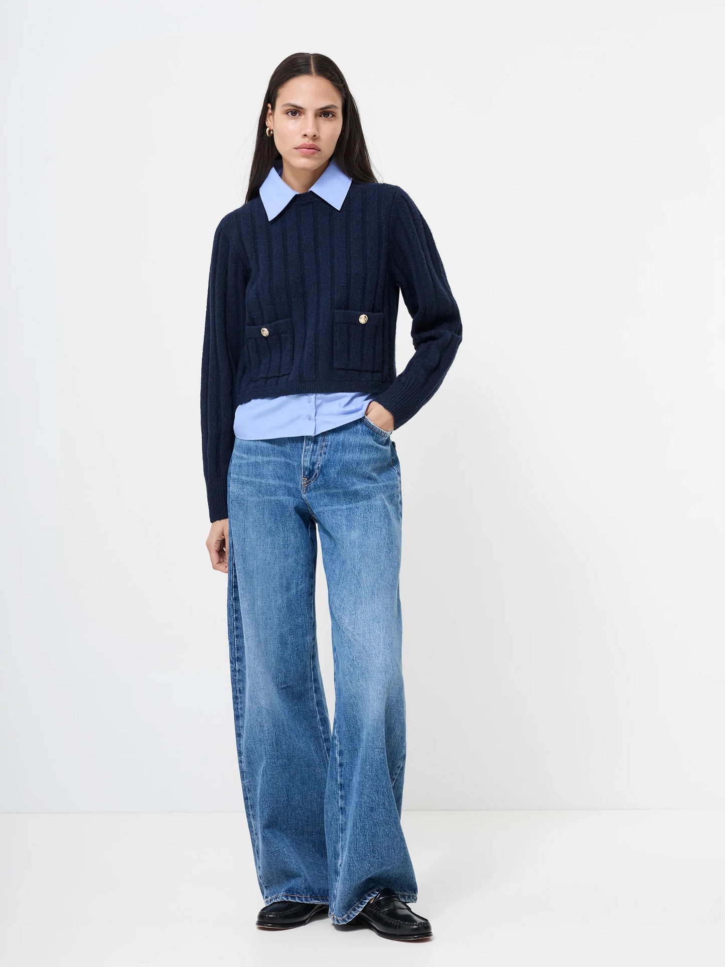 French Connection Ellie Knit Collared Pullover