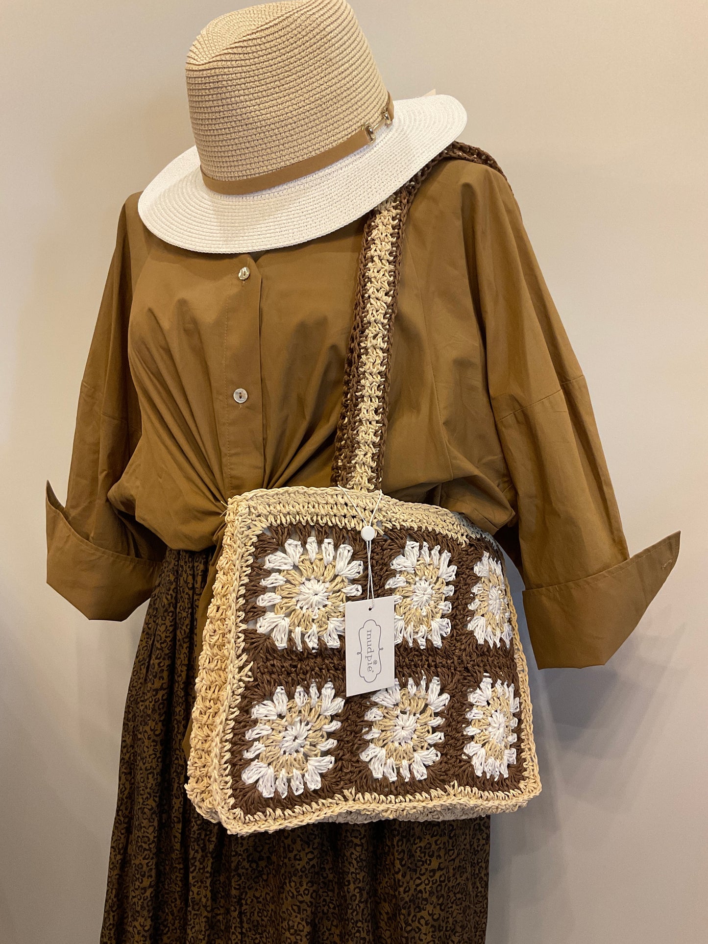 Mudpie Floral Crochet Mini Tote