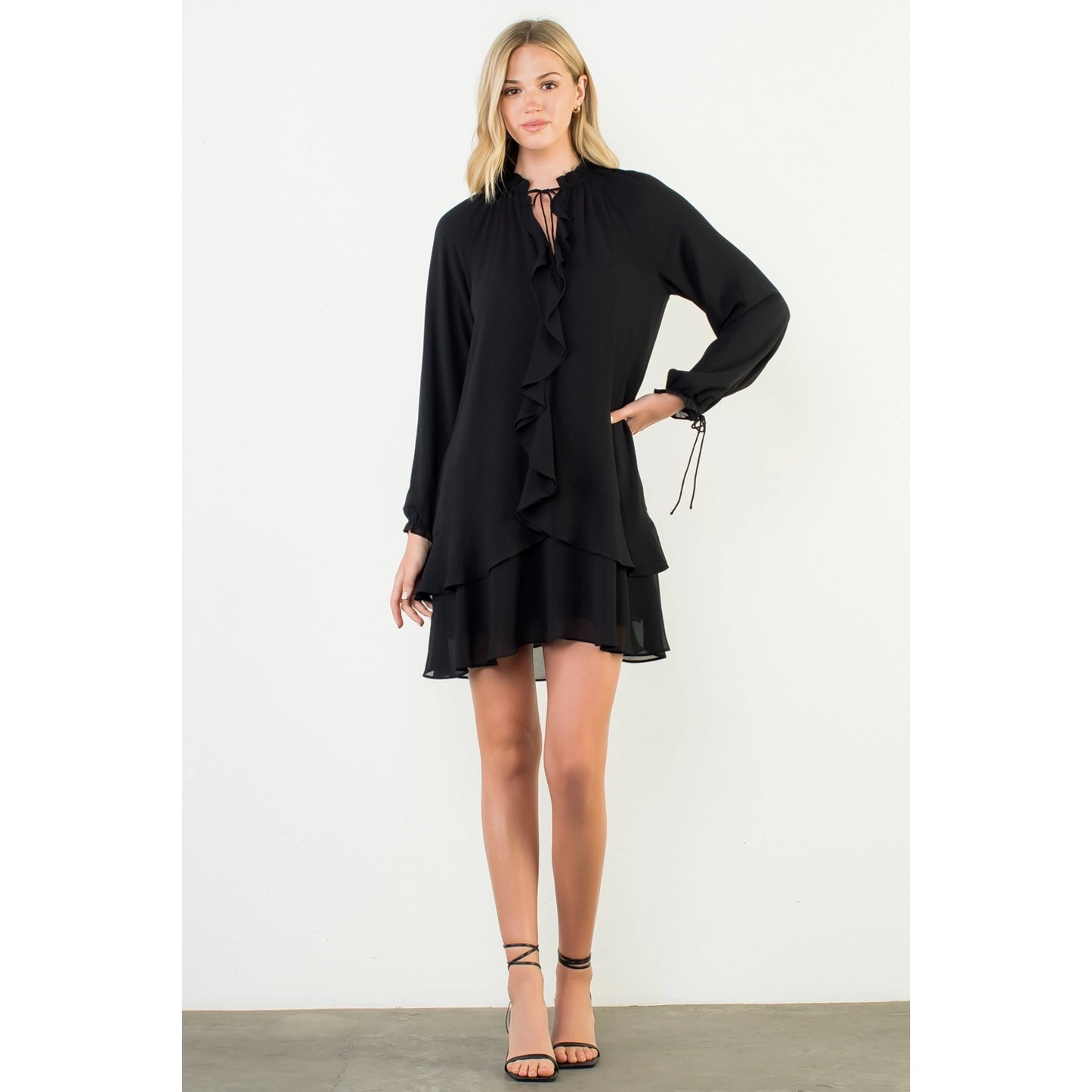 L/Sleeve Flutter Dress
