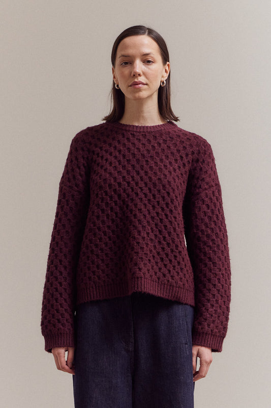 Grade & Gather Check Texture knit Sweater