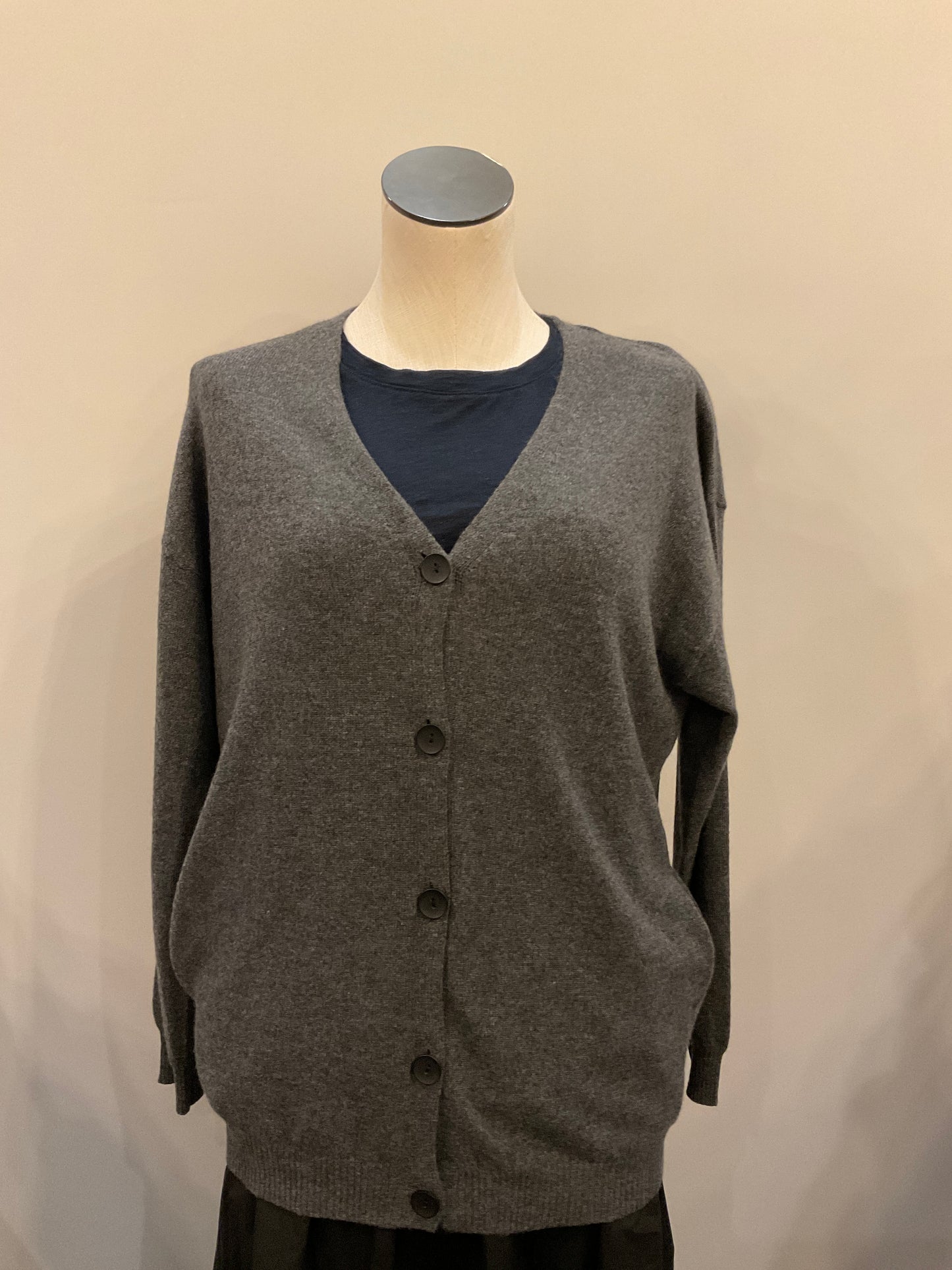 Self Contrast Grey Cardi