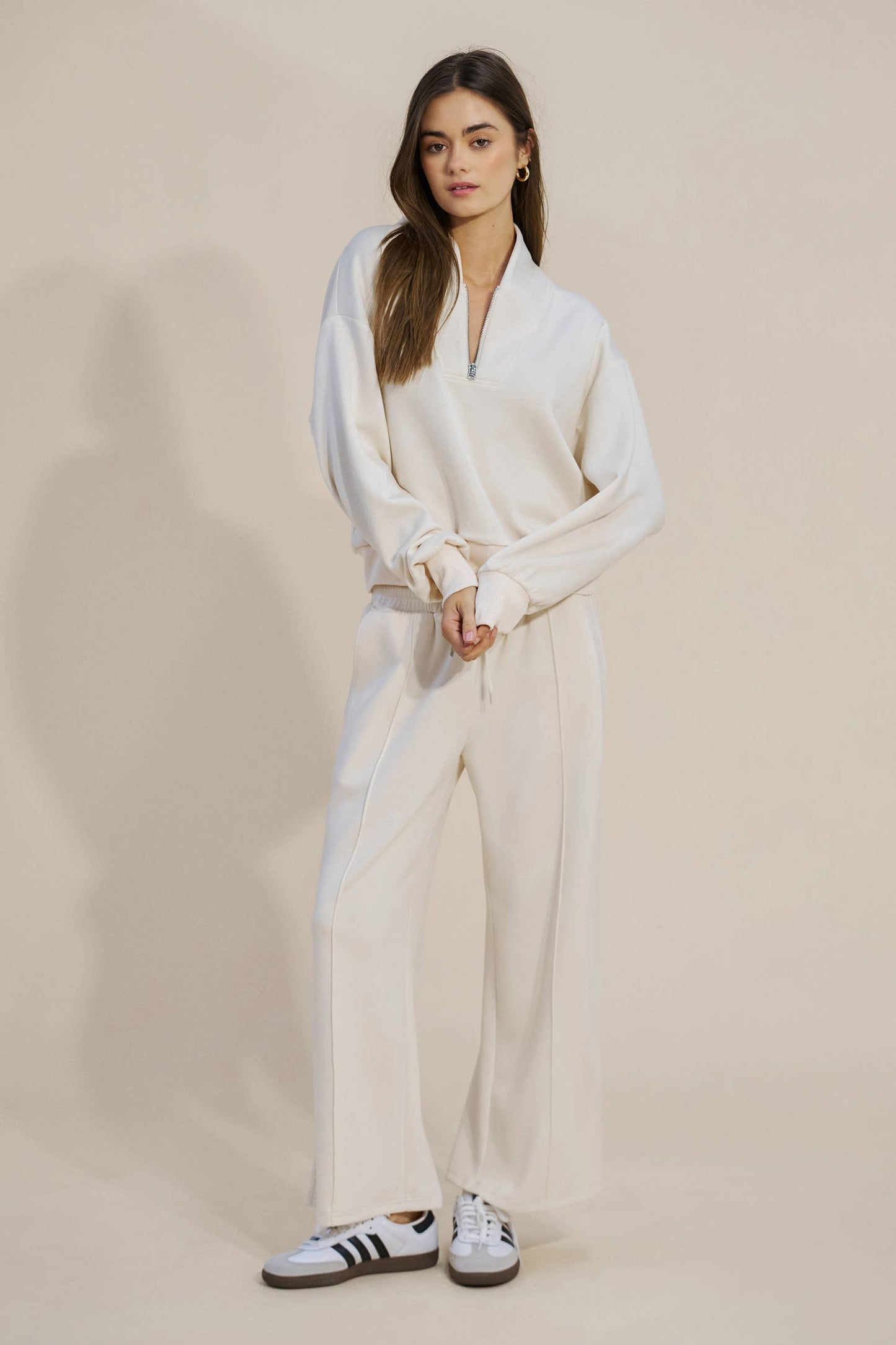 Oversized Sweatshirt with Quarter-Zip Detail