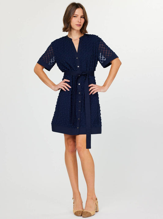3D Floral Button Down Mini Dress