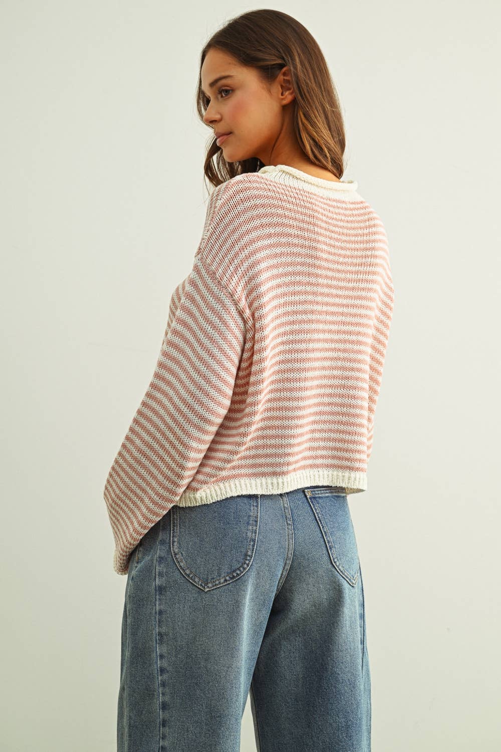 STRIPE BUTTON KNIT CARDI