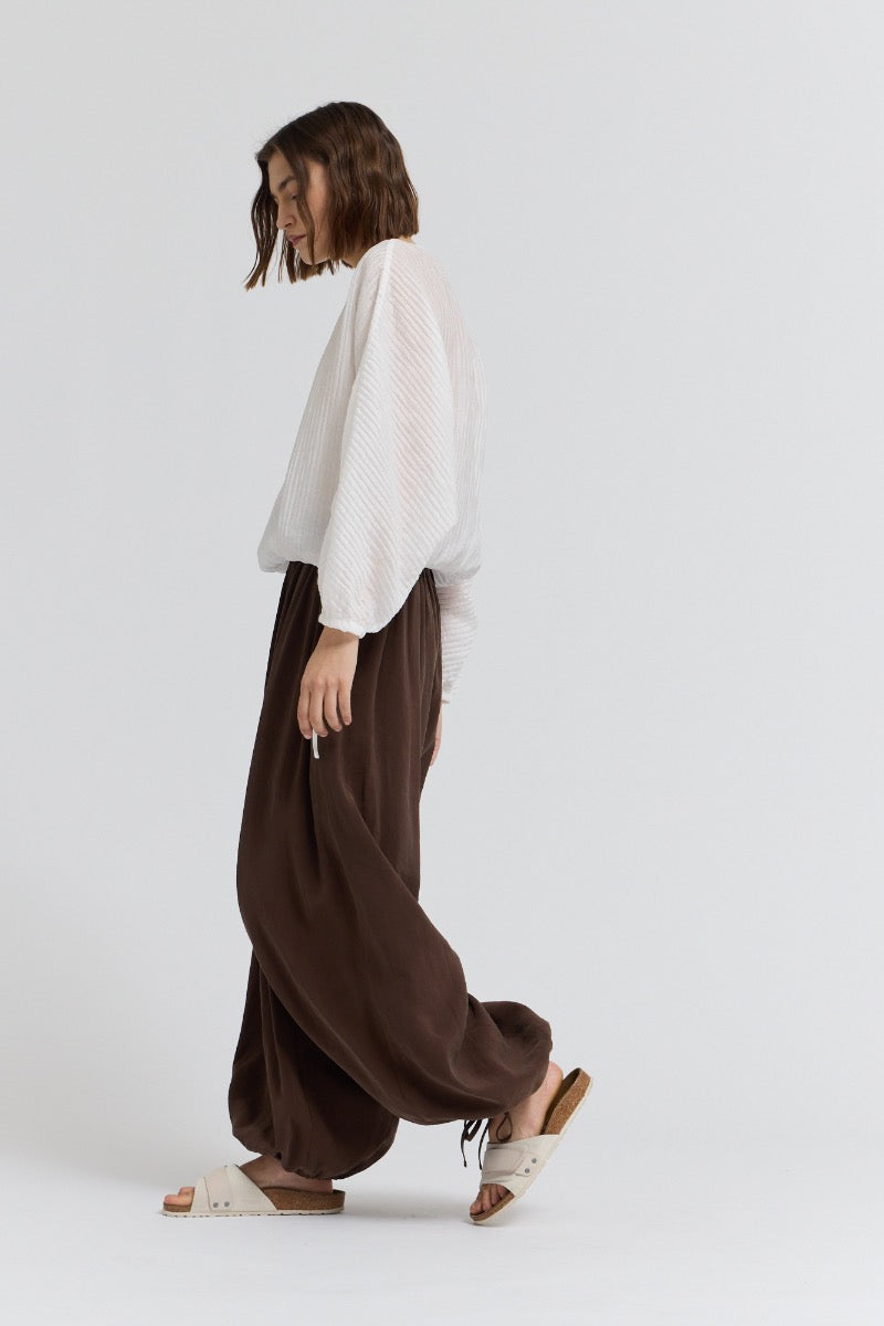 Shirred Sleeve Tencel Blouse