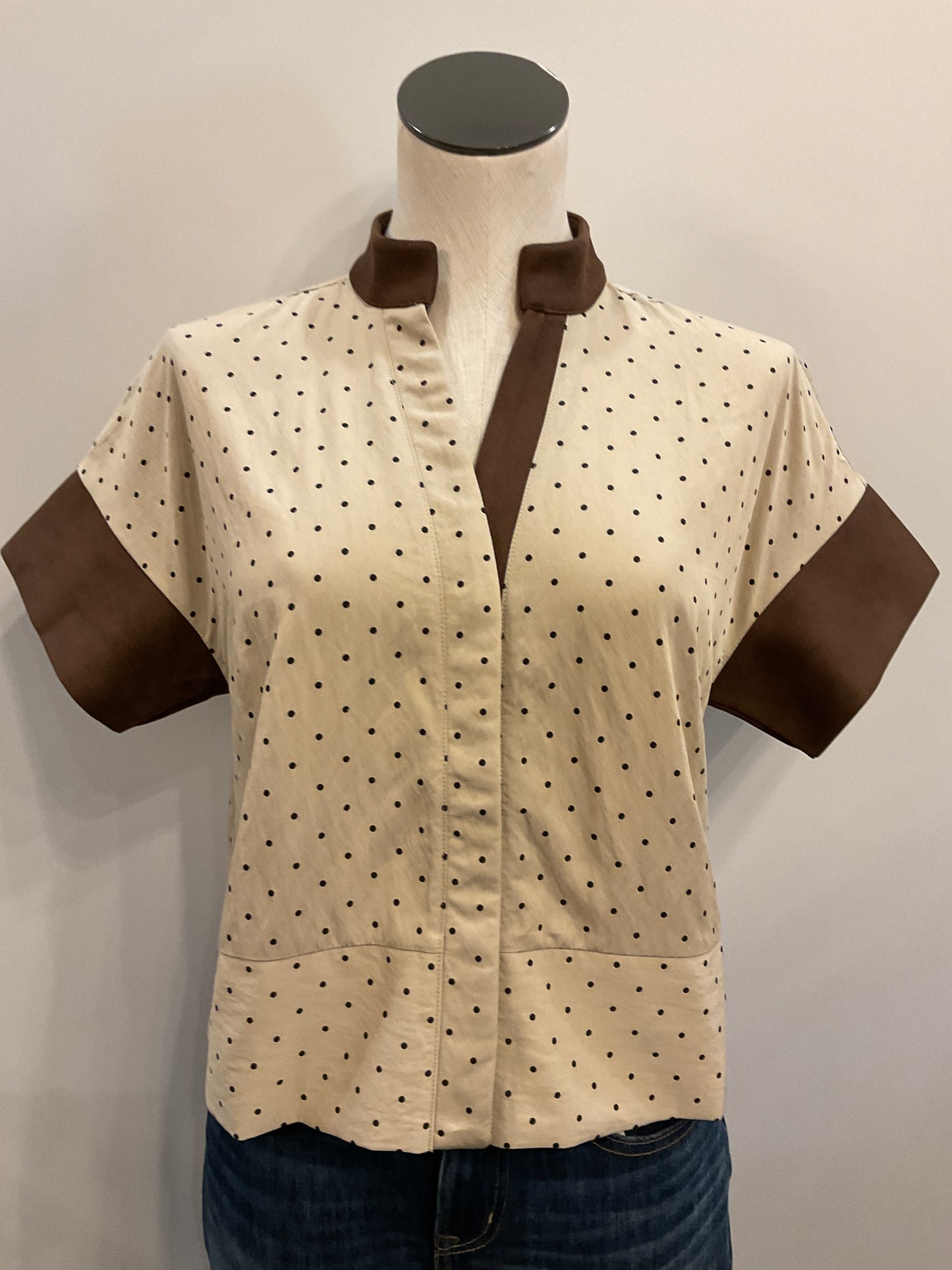 Suede Trim Polka Dot