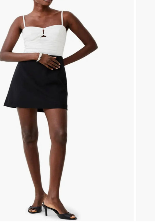 French Connection Black/White Whisper Strappy Dress