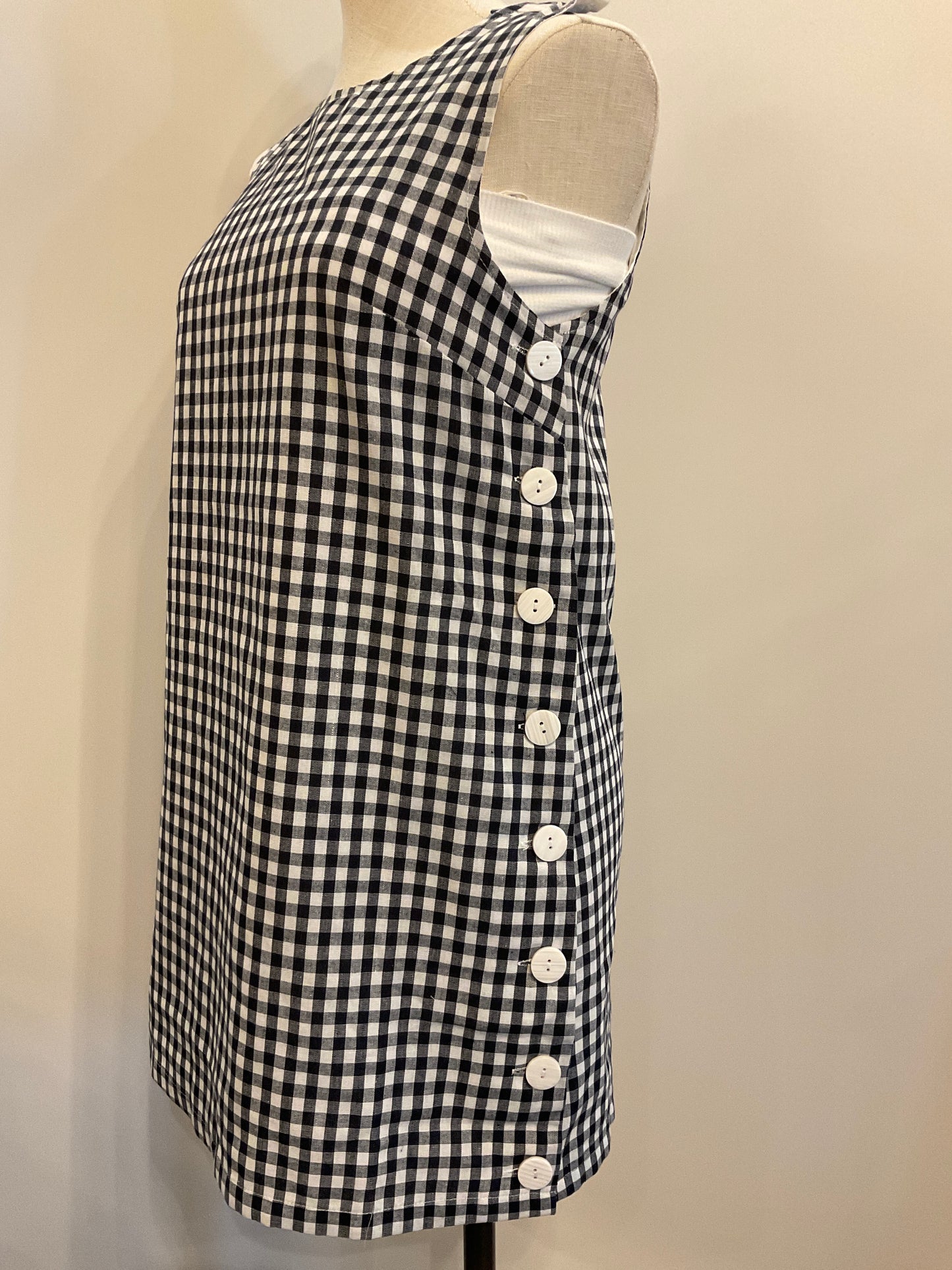 Side Button Gingham Mini