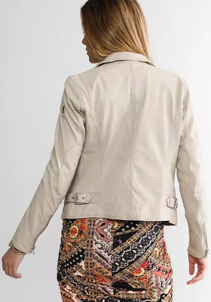 Sofia Leather Jacket in Off White