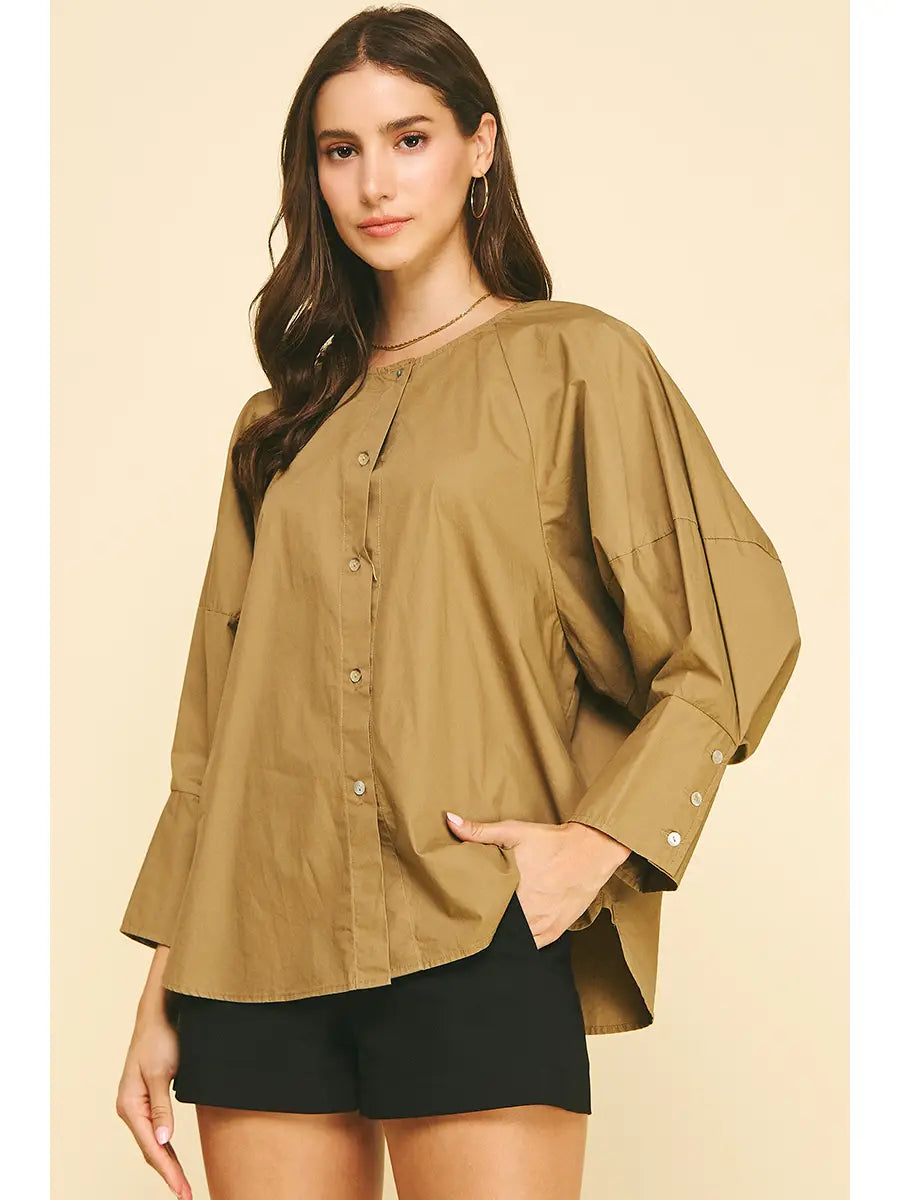 Chloe Khaki Button Down