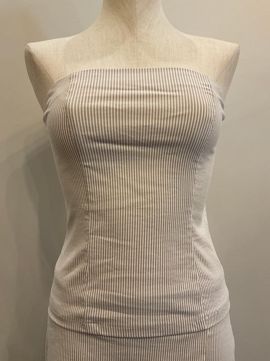 Bryana Beige Striped Techno Tube Top