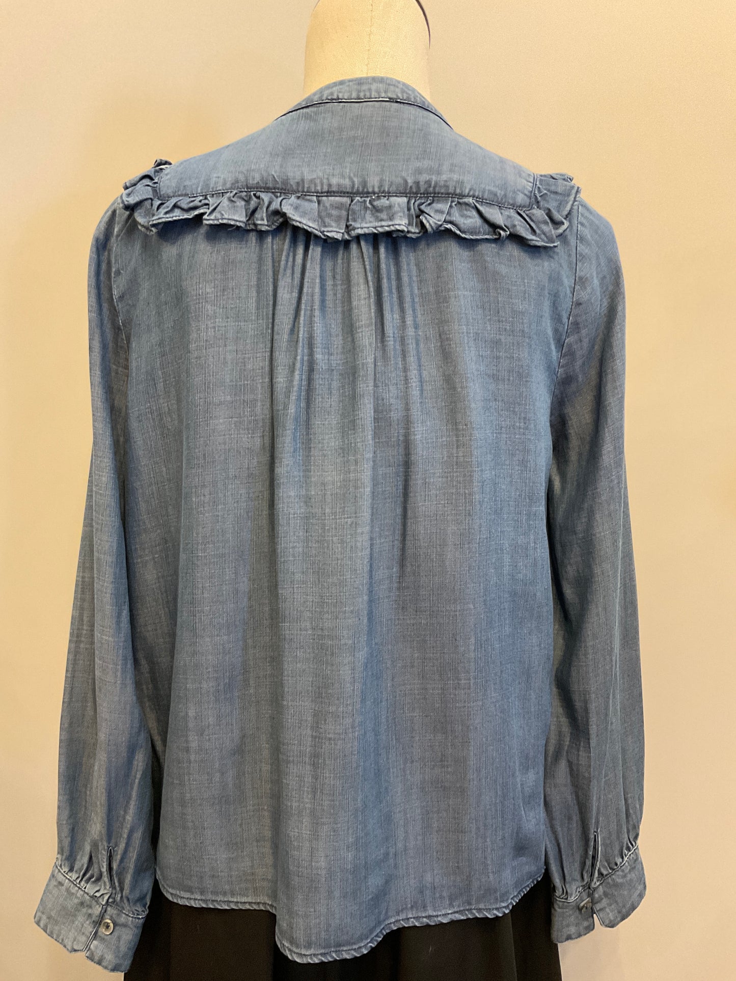 Denim Ruffle Button Down