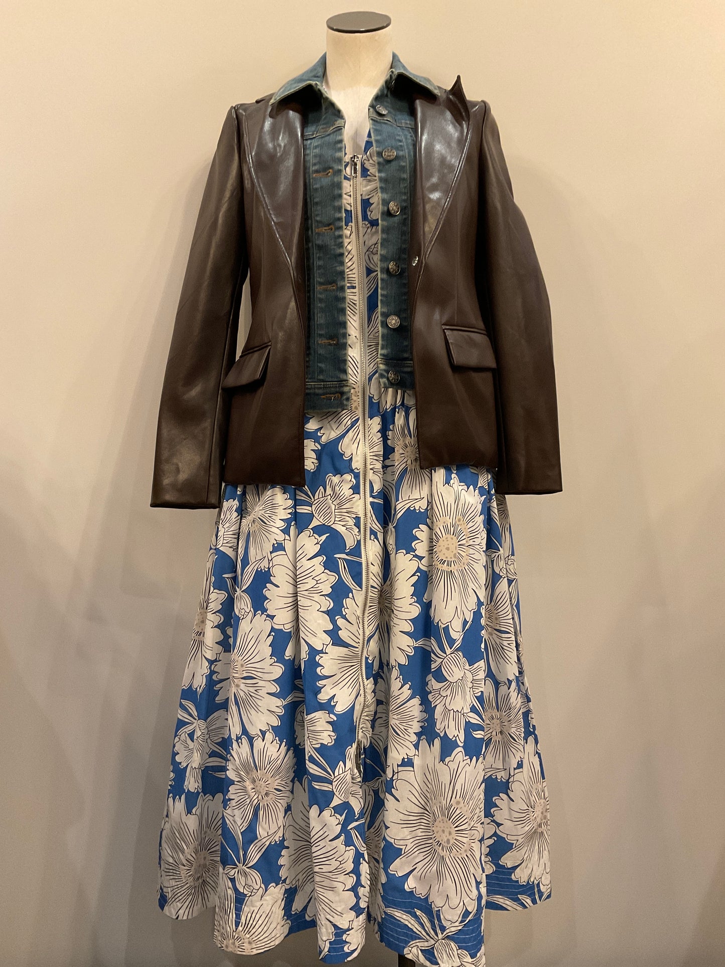 Leather Blazer with Detachable Denim