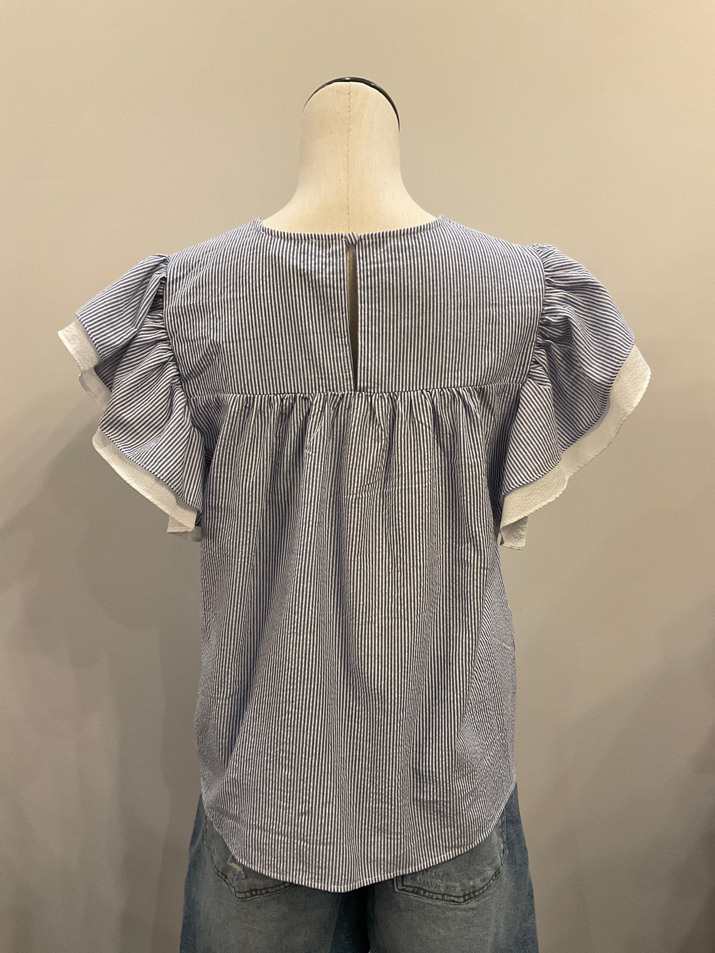 Flutter Sleeve Striped Top