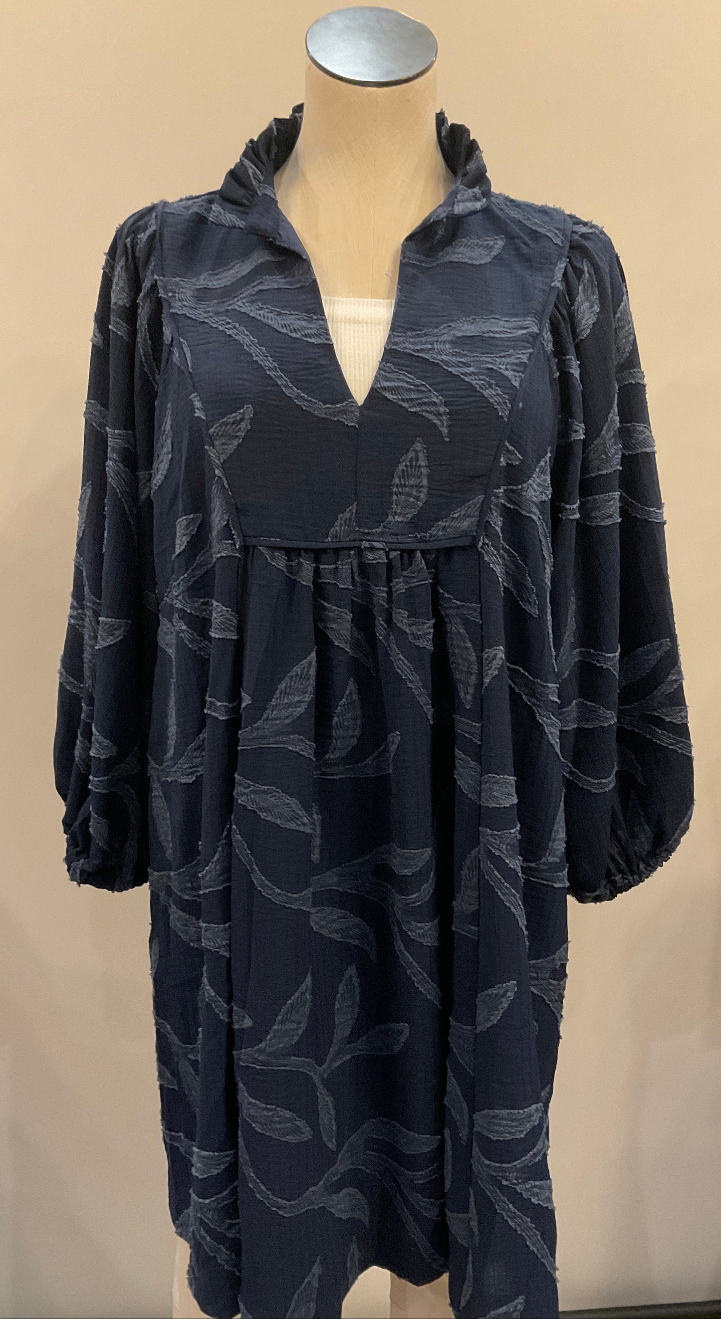 Jacquard Navy Dress