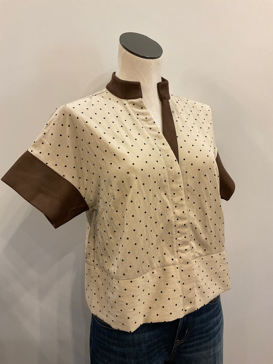 Suede Trim Polka Dot