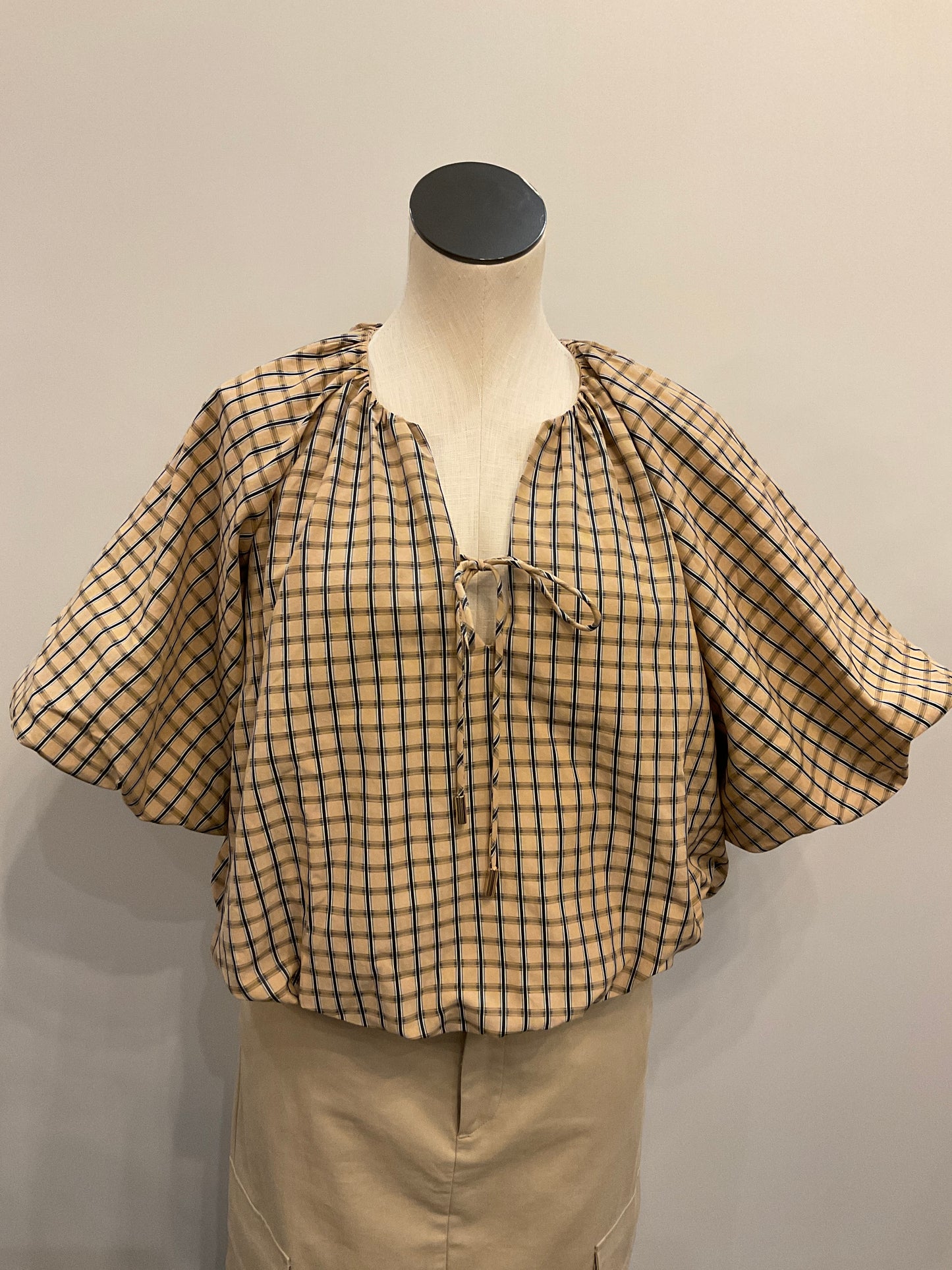Camel Balloon Sleeve Top