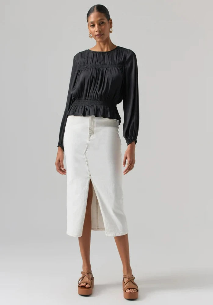 Sanctuary Denim Midi Skirt Chalk