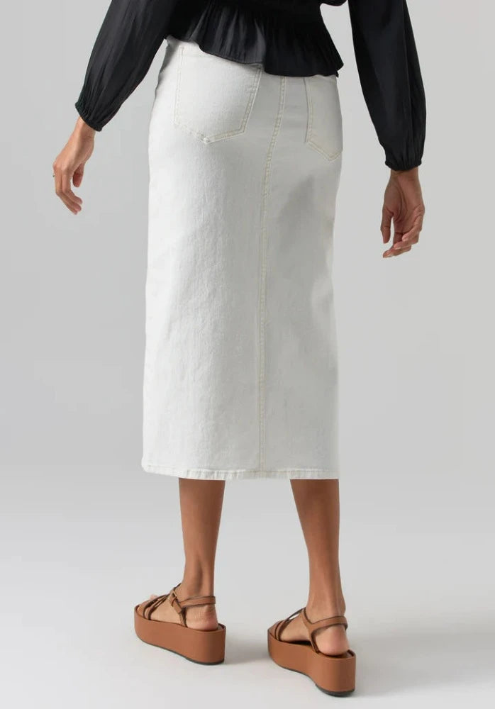 Sanctuary Denim Midi Skirt Chalk