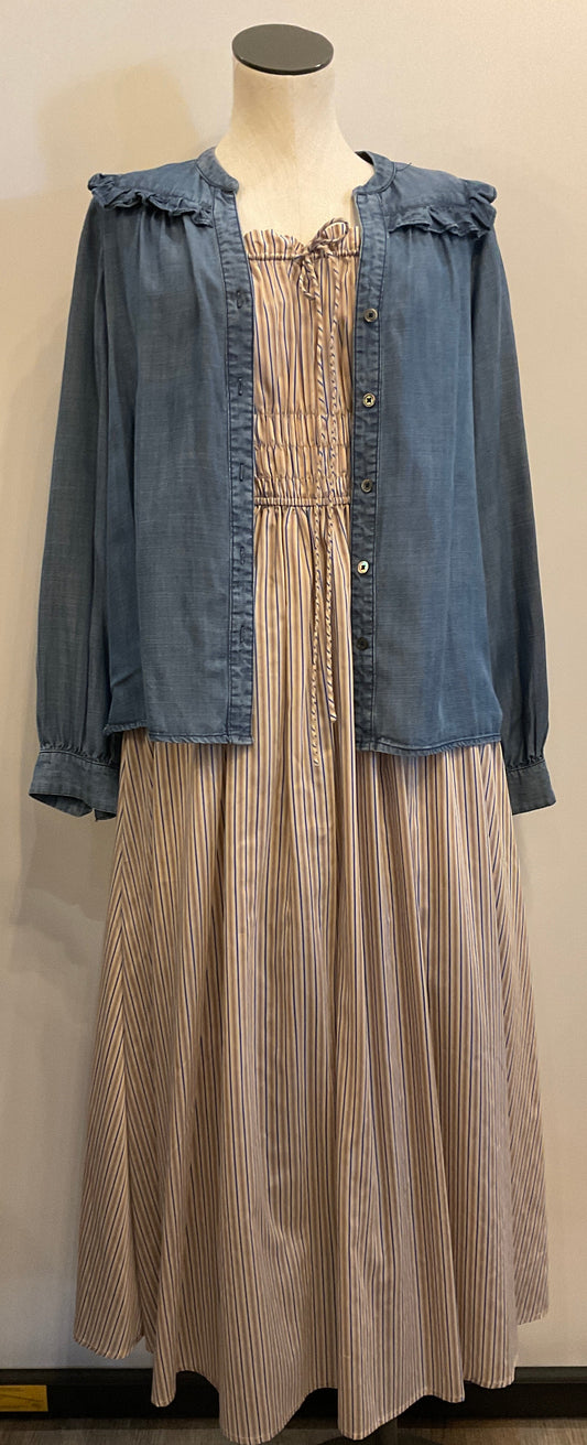 Denim Ruffle Button Down