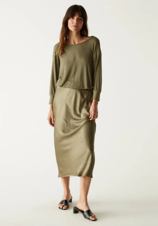 Michael Stars Nadia Mixed Fabric Satin Dress