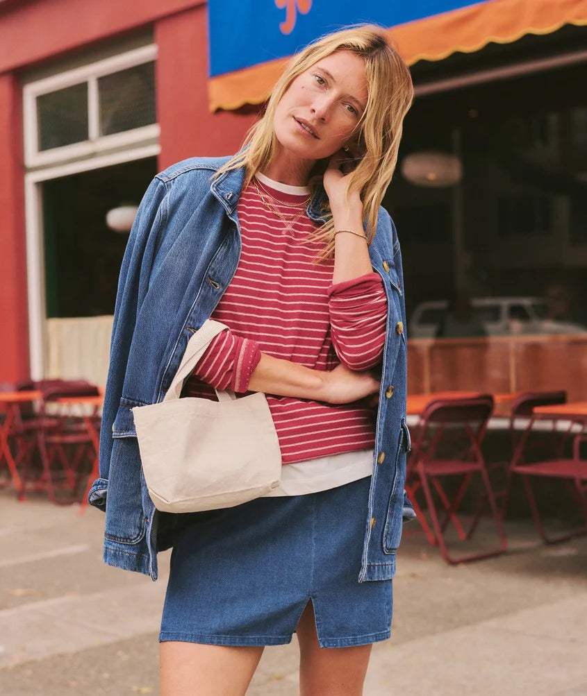Marine Layer Reversible Raglan Dusk Rose Stripe