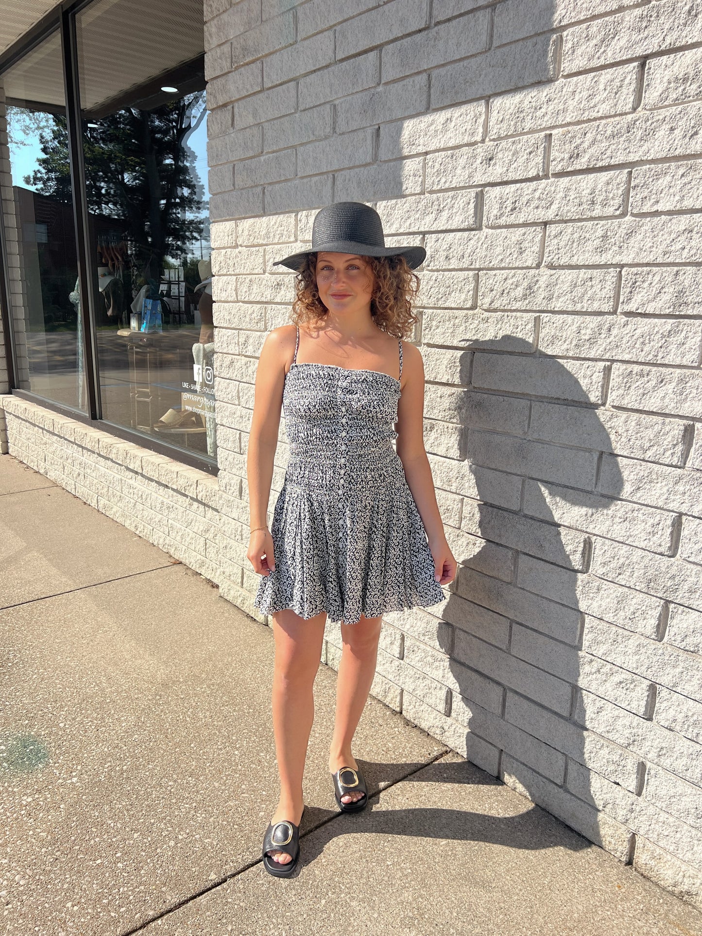 Black Zina Smocked Mini