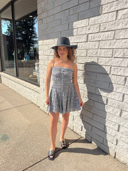 Black Zina Smocked Mini