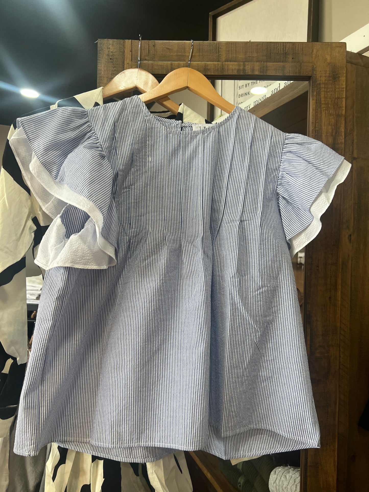 Flutter Sleeve Striped Top