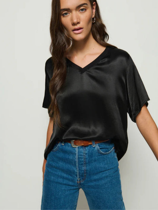 Satin June V Neck Tee