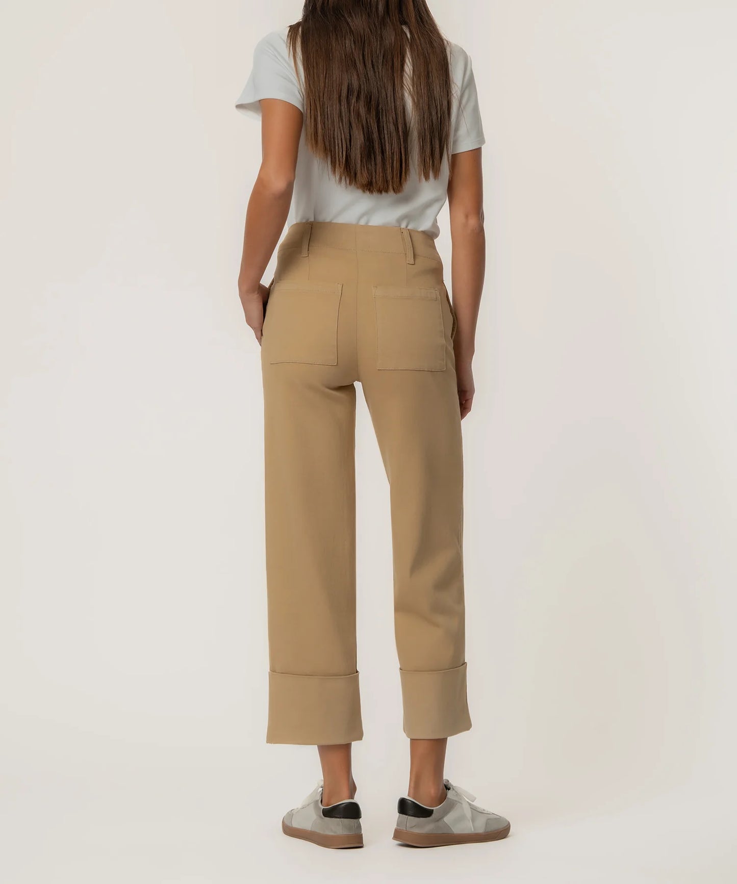 Kut from the Kloth SIenna HIgh Rise Straight Leg Roll Khaki