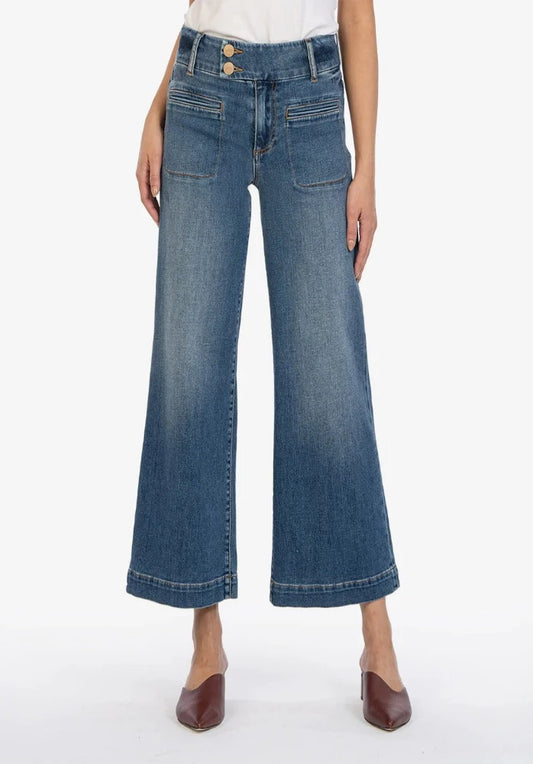 KUT Meg High Rise Wide Leg (Nicety W/Dk Stone Base Wash)