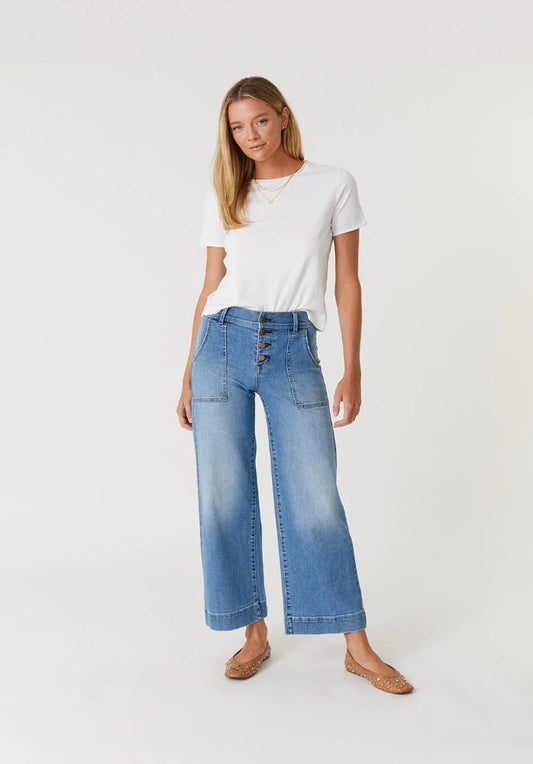 Camille Exposed Button Wide Leg