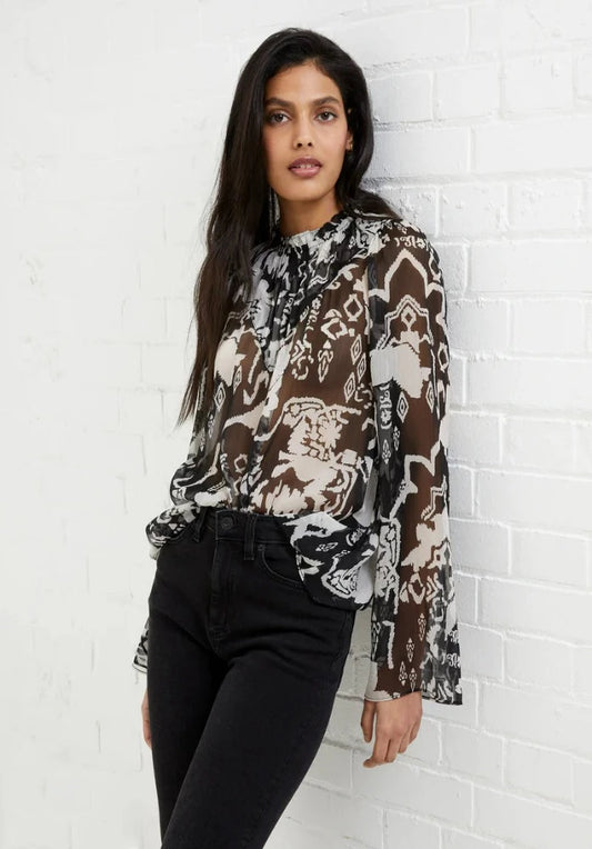 French Connection Hallie Sheer Popover Blouse