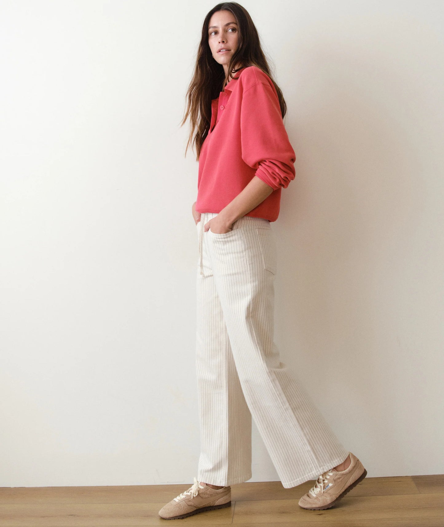 Marine Layer Ella Wide Leg Pants Ticking Stripe