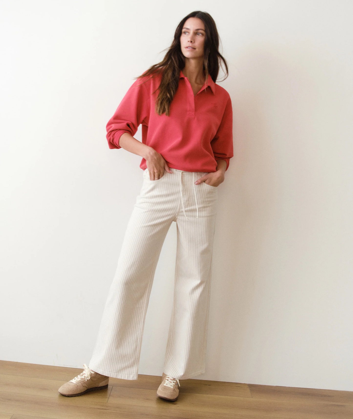 Marine Layer Ella Wide Leg Pants Ticking Stripe