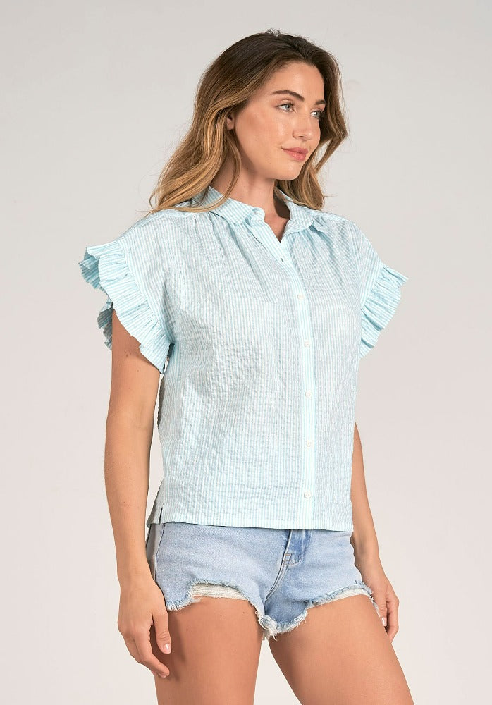 White and Blue Linen Shirt