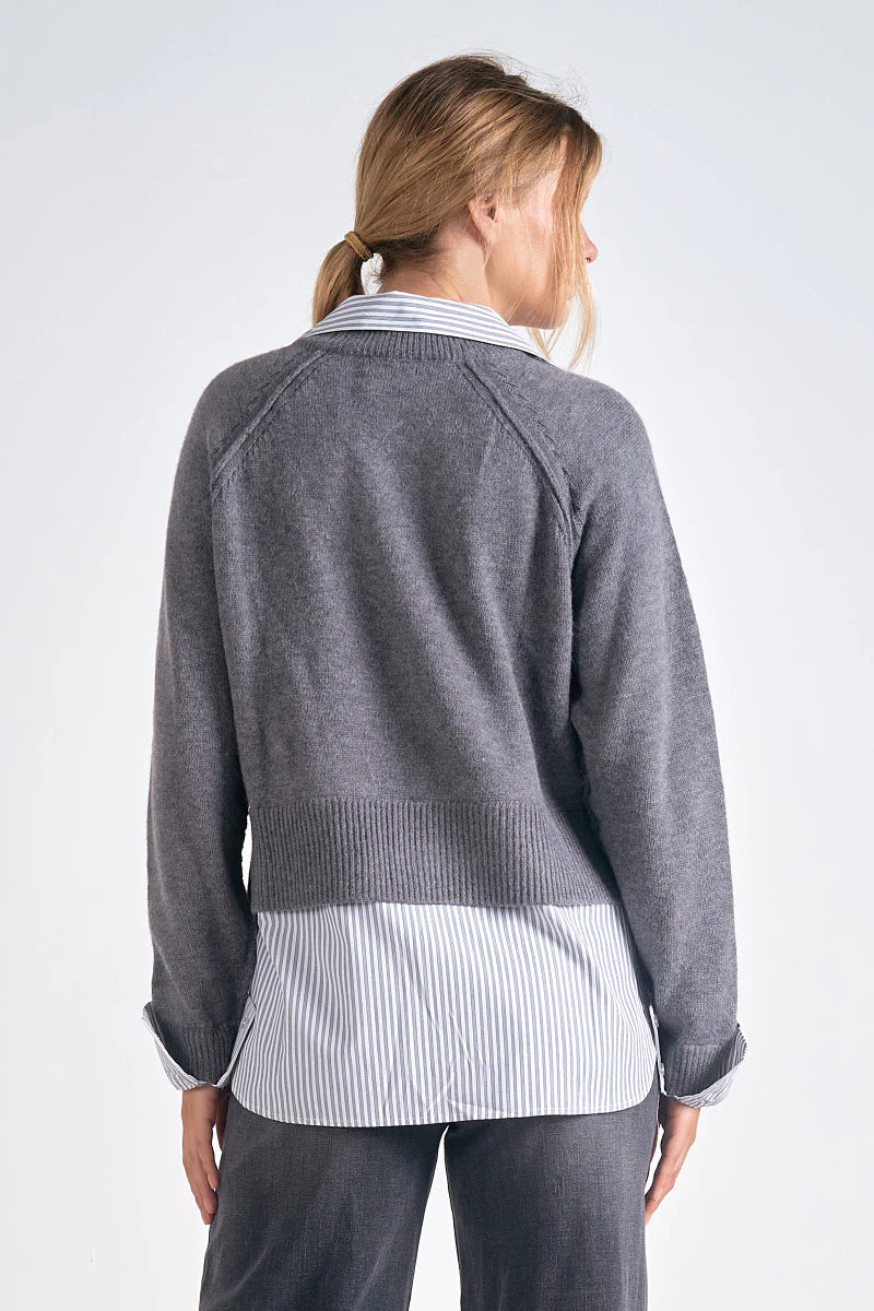 Elan Grey/Black Shirt Sweater