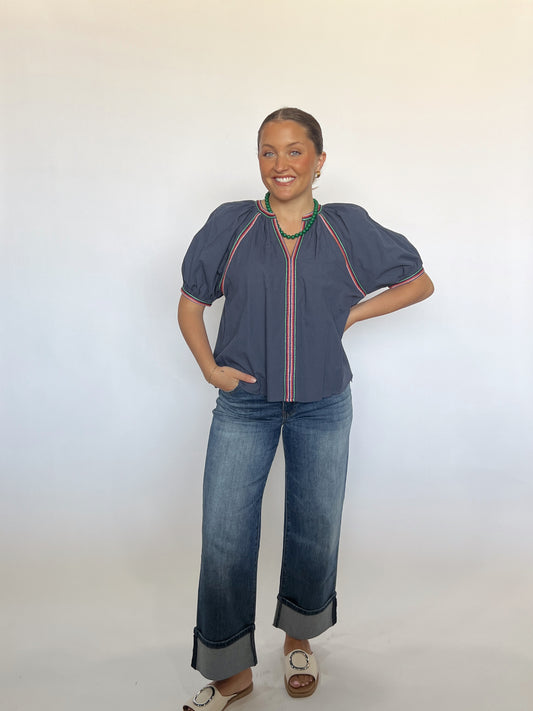 Contrast Stitch Blouse