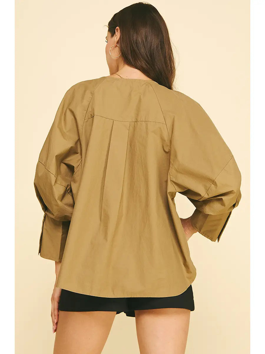 Chloe Khaki Button Down