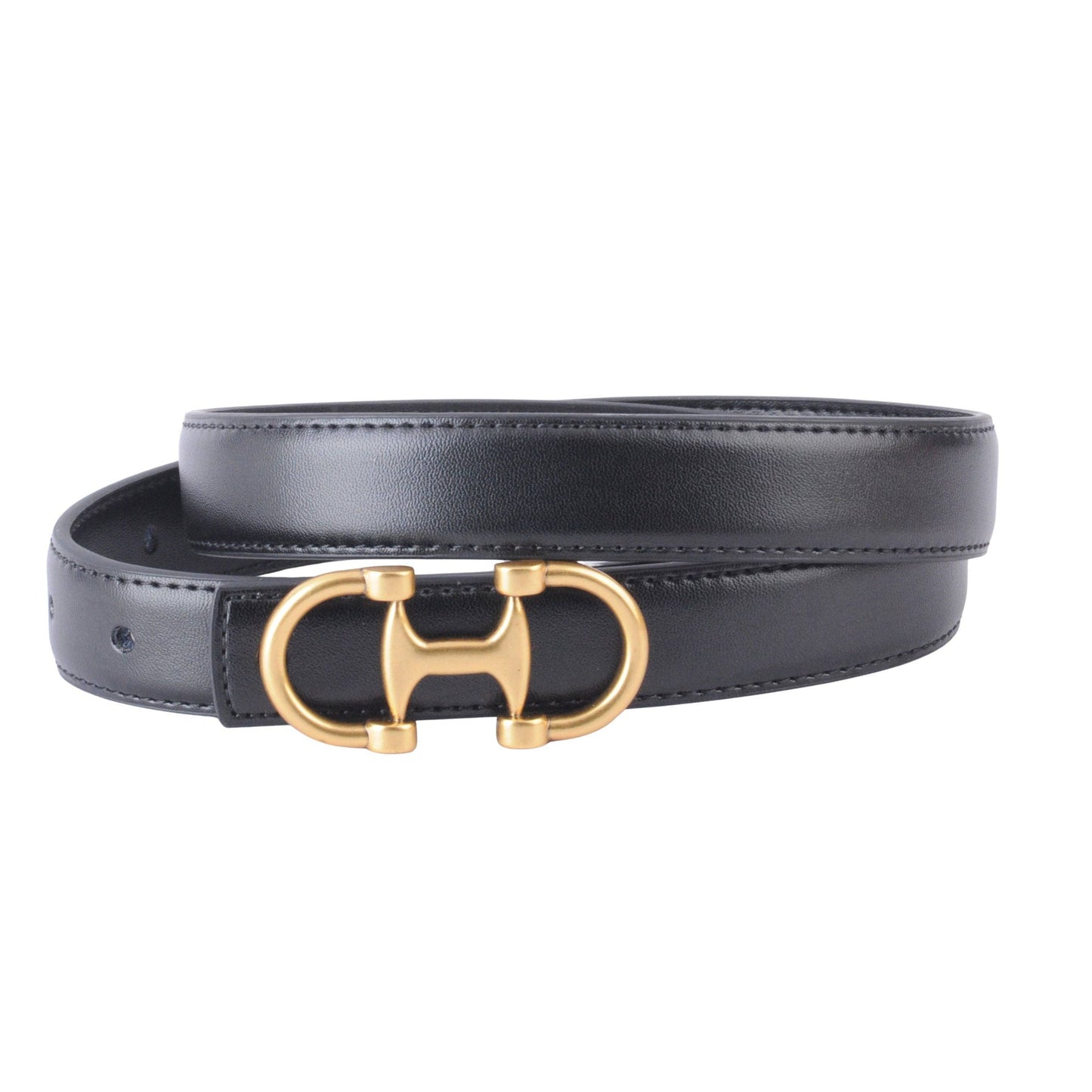 Stitched Leather Belt with Horsebit Buckle｜Equestrian Style