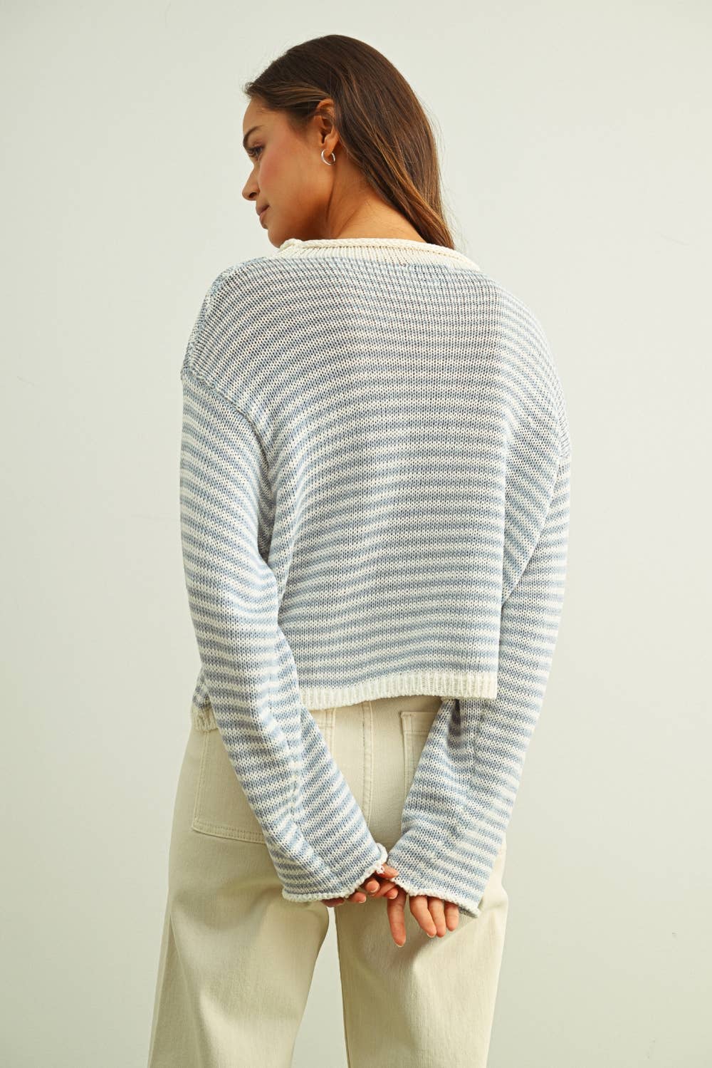 STRIPE BUTTON KNIT CARDI