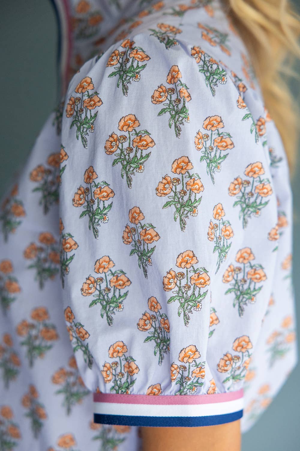Multi Stripe Contrast Detail Floral Printed Top