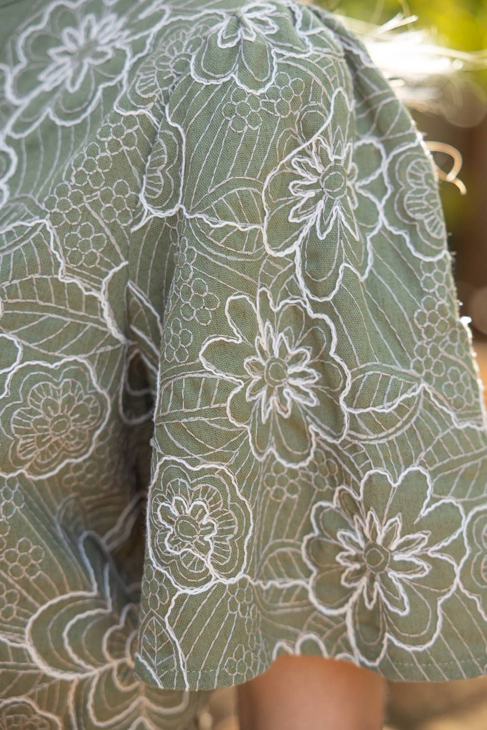 Smocked Green Floral