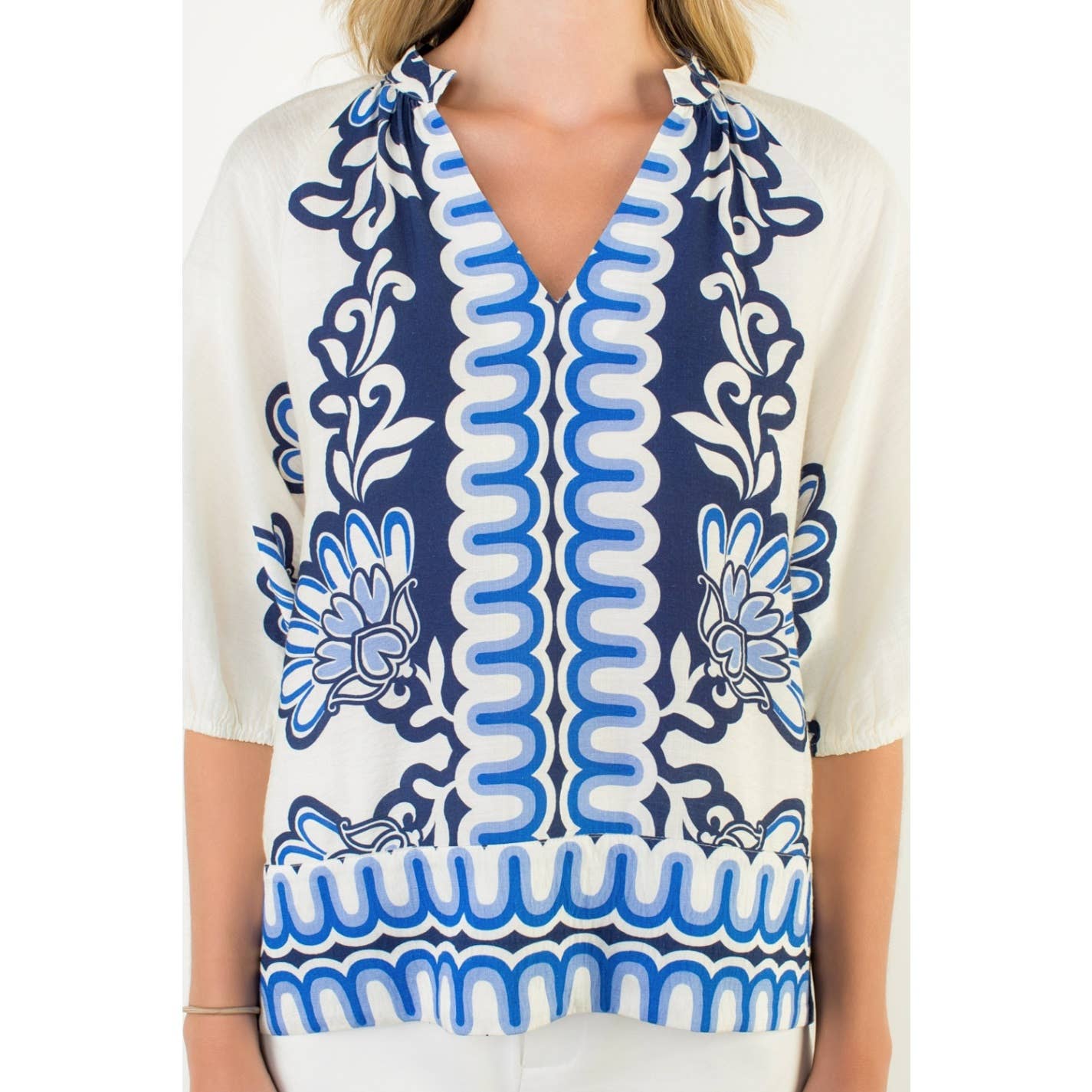 Flower Balloon Sleeve Top