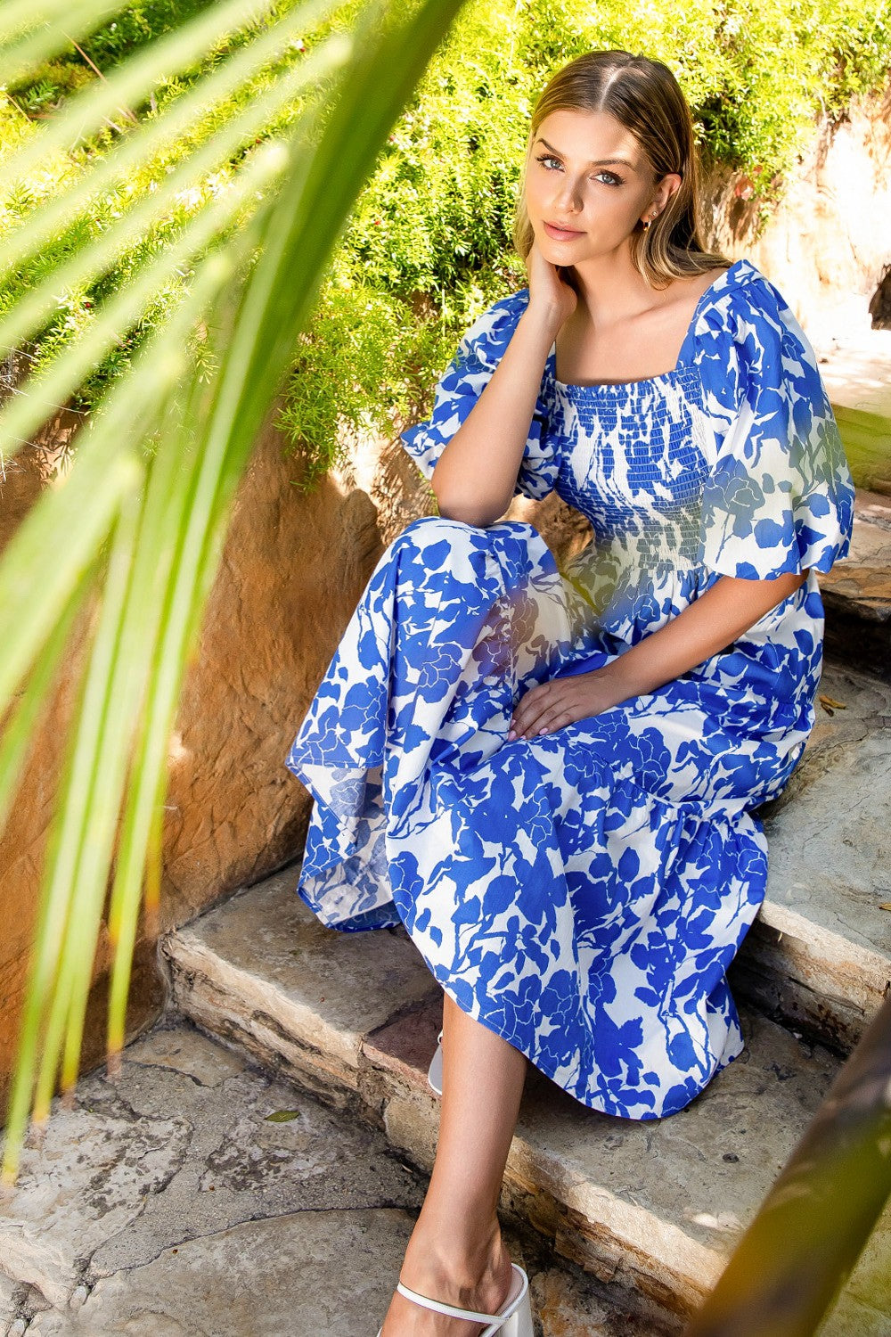 Puff Sleeve Flower Midi
