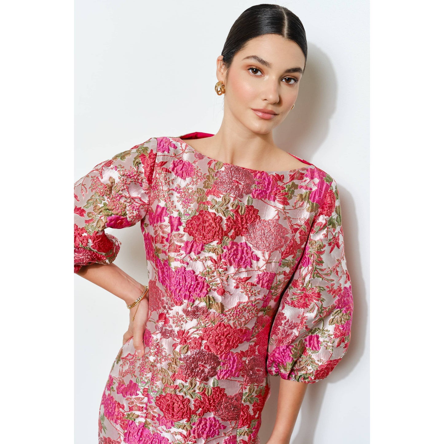 Luxe Floral Jacquard Dress