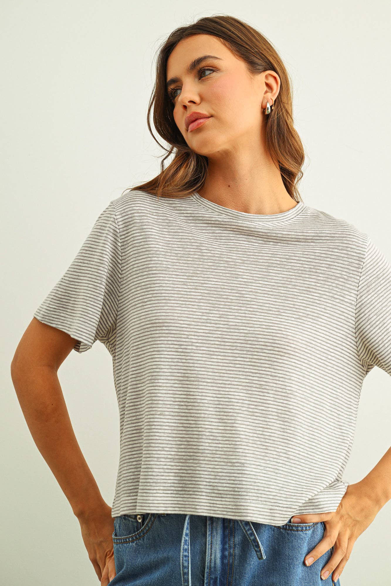 STRIPE SLUB S/S TOP