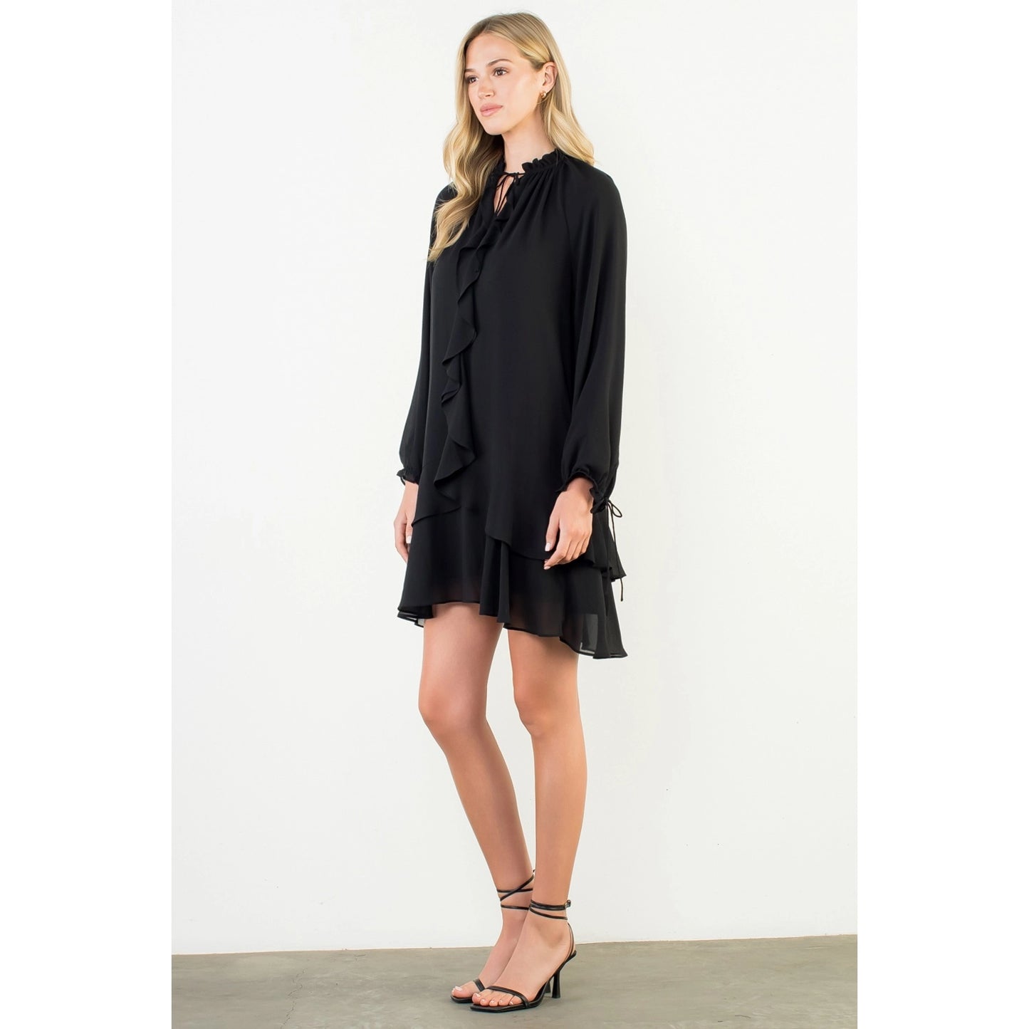 L/Sleeve Flutter Dress